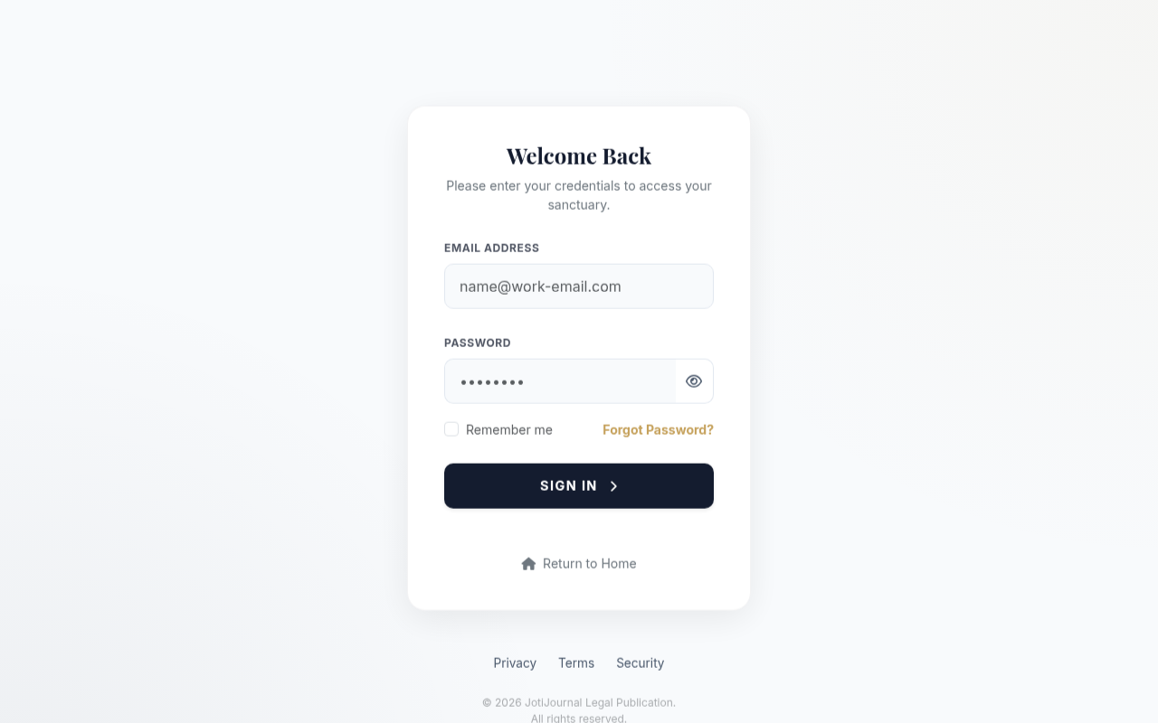 Screenshot of the Login page